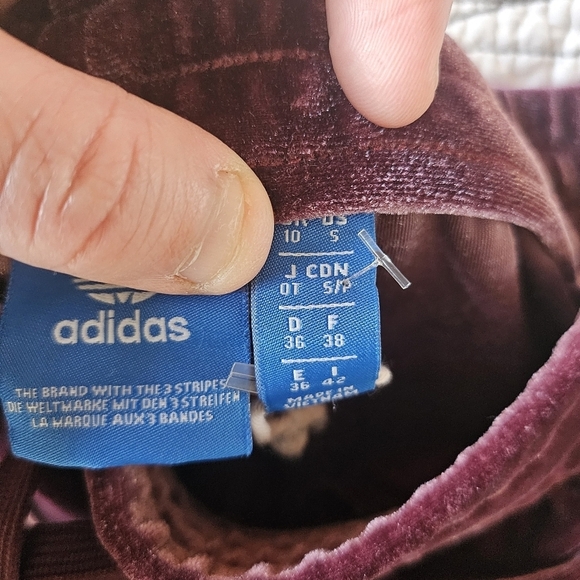 VGUC Adidas Velvet Vibes SST Track Pant Purple Plum Burgundy Women Small - Picture 11 of 16